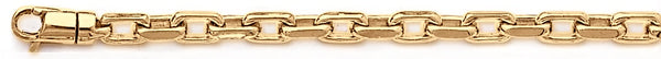 18k yellow gold chain, 14k yellow gold chain 4.6mm Flat Elongated Rolo Link Bracelet