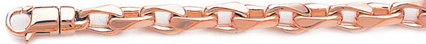 14k rose gold, 18k pink gold chain 6.5mm Semi Rolo Link Bracelet