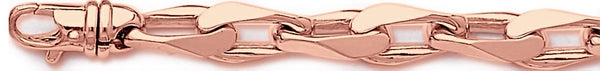 14k rose gold, 18k pink gold chain 9.6mm Semi Rolo Link Bracelet