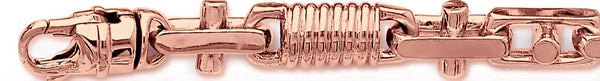 14k rose gold, 18k pink gold chain 10.5mm Corkscrew Bullet Link Bracelet