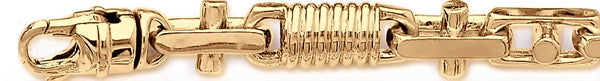 18k yellow gold chain, 14k yellow gold chain 10.5mm Corkscrew Bullet Link Bracelet