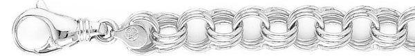 18k white gold chain, 14k white gold chain 11mm Triple Charm Link Bracelet