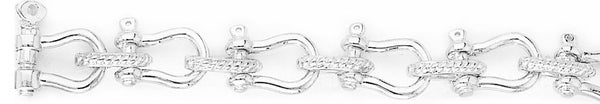 18k white gold chain, 14k white gold chain 12mm Yoke Link Bracelet