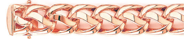 14k rose gold, 18k pink gold chain 17.3mm Woven Curb Link Bracelet