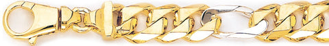 11.3mm Figaro Link Bracelet custom made gold chain