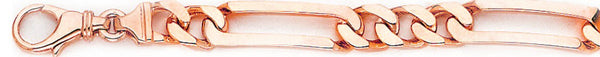 14k rose gold, 18k pink gold chain 6.8mm Elogated Figaro Link Bracelet
