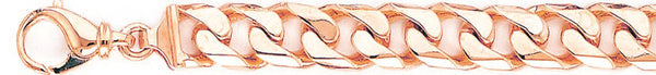14k rose gold, 18k pink gold chain 10.3mm Beveled Flat Curb Link Bracelet