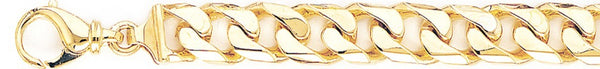 18k yellow gold chain, 14k yellow gold chain 10.3mm Beveled Flat Curb Link Bracelet