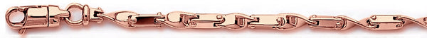 14k rose gold, 18k pink gold chain 3.6mm Twisted Mecha Link Bracelet