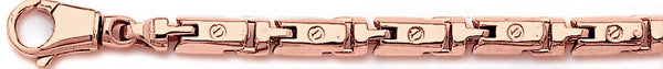 14k rose gold, 18k pink gold chain 6.1mm Angled Mecha Barrel Link Bracelet