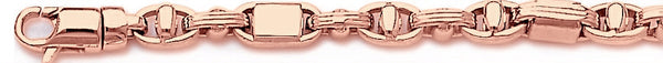 14k rose gold, 18k pink gold chain 6mm Triple Bullet I Link Bracelet