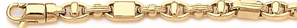 18k yellow gold chain, 14k yellow gold chain 6mm Triple Bullet I Link Bracelet