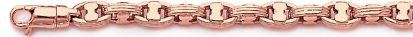 14k rose gold, 18k pink gold chain 5.8mm Triple Bullet II Link Bracelet