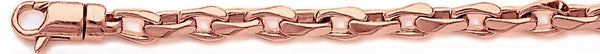 14k rose gold, 18k pink gold chain 5.6mm Semi Rolo Link Bracelet