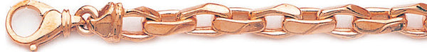 14k rose gold, 18k pink gold chain 7.4mm Semi Rolo Link Bracelet