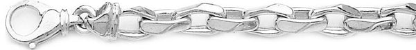 18k white gold chain, 14k white gold chain 7.4mm Semi Rolo Link Bracelet
