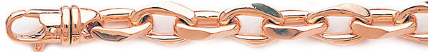 14k rose gold, 18k pink gold chain 9.8mm Semi Rolo Link Bracelet