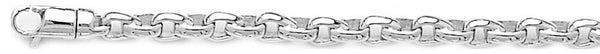 18k white gold chain, 14k white gold chain 5mm Semi Rolo Link Bracelet