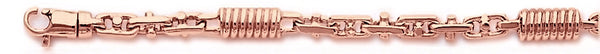 14k rose gold, 18k pink gold chain 5mm Corkscrew Bullet Chain Necklace