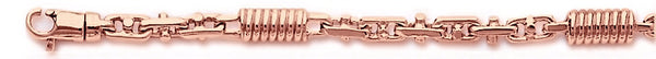 14k rose gold, 18k pink gold chain 5mm Corkscrew Bullet Link Bracelet