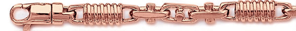 14k rose gold, 18k pink gold chain 7.2mm Corkscrew Bullet Link Bracelet