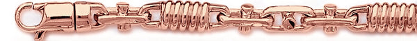 14k rose gold, 18k pink gold chain 6.9mm Corkscrew Bullet Link Bracelet