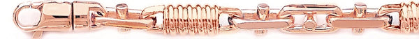 14k rose gold, 18k pink gold chain 7.5mm Corkscrew Bullet Link Bracelet
