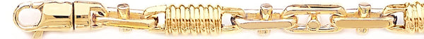 18k yellow gold chain, 14k yellow gold chain 7.5mm Corkscrew Bullet Link Bracelet