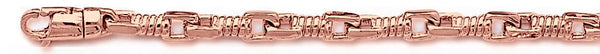 14k rose gold, 18k pink gold chain 5mm Corkscrew Bullet Link Bracelet
