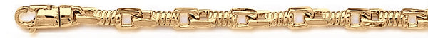 18k yellow gold chain, 14k yellow gold chain 5mm Corkscrew Bullet Link Bracelet
