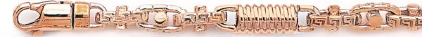 14k rose gold, 18k pink gold chain 7.4mm Greek Bullet Corkscrew Link Bracelet