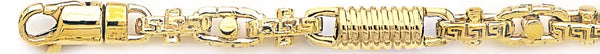 18k yellow gold chain, 14k yellow gold chain 7.4mm Greek Bullet Corkscrew Chain Necklace