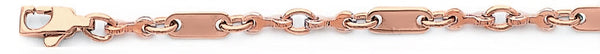 14k rose gold, 18k pink gold chain 4mm Tag Link Bracelet