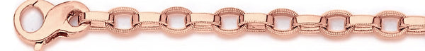 14k rose gold, 18k pink gold chain 6mm Millgrain Rolo Link Bracelet