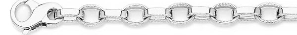 18k white gold chain, 14k white gold chain 7mm Millgrain Rolo Link Bracelet