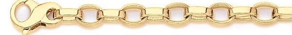 18k yellow gold chain, 14k yellow gold chain 7mm Millgrain Rolo Link Bracelet