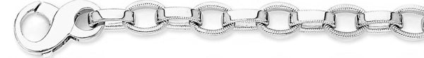 18k white gold chain, 14k white gold chain 8mm Millgrain Rolo Link Bracelet