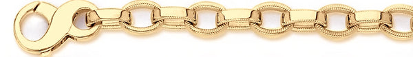 18k yellow gold chain, 14k yellow gold chain 8mm Millgrain Rolo Link Bracelet