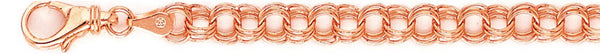 14k rose gold, 18k pink gold chain 6.5mm Triple Charm Link Bracelet