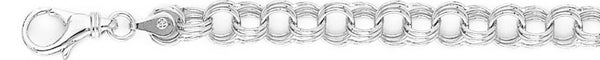 18k white gold chain, 14k white gold chain 7.2mm Triple Charm Link Bracelet