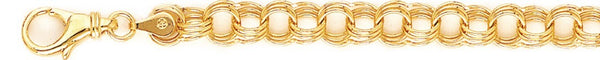 18k yellow gold chain, 14k yellow gold chain 7.2mm Triple Charm Link Bracelet