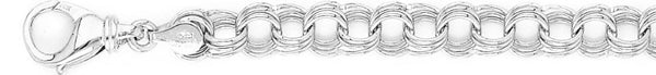 18k white gold chain, 14k white gold chain 8.1mm Triple Charm Link Bracelet