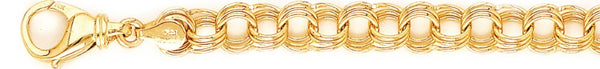 18k yellow gold chain, 14k yellow gold chain 8.1mm Triple Charm Link Bracelet