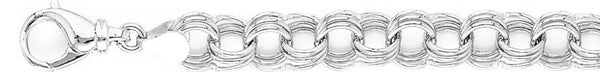 18k white gold chain, 14k white gold chain 9.8mm Triple Charm Link Bracelet