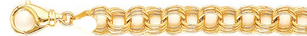 18k yellow gold chain, 14k yellow gold chain 9.8mm Triple Charm Link Bracelet