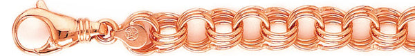 14k rose gold, 18k pink gold chain 11mm Triple Charm Chain Necklace