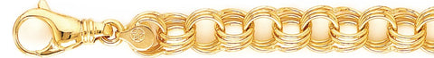 11mm Triple Charm Link Bracelet custom made gold chain