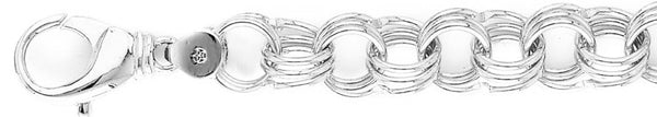 18k white gold chain, 14k white gold chain 13.8mm Triple Charm Link Bracelet