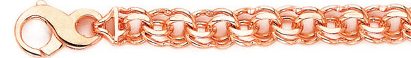 14k rose gold, 18k pink gold chain 9.4mm Double Link Bracelet