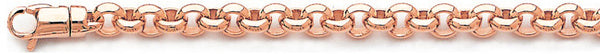 14k rose gold, 18k pink gold chain 6mm Domed Rolo Link Bracelet